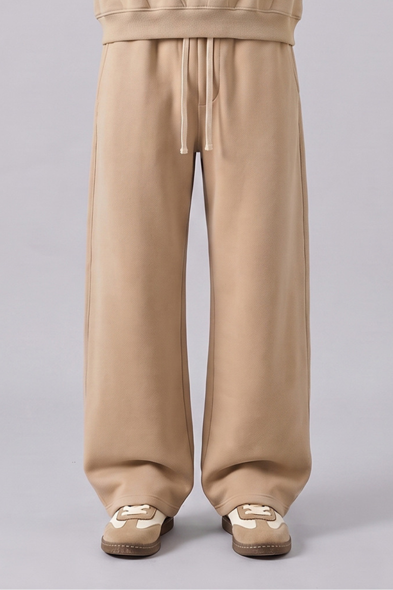 Unisex Fall Streetwear Curved Wide-Leg Fleece Sweatpants