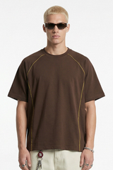 Men's Sporty Contrast-Stitch Raglan Short-Sleeve T-Shirt