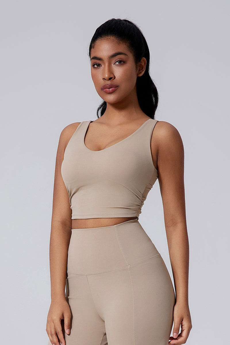 Women Open-Back Naked-Feel Yoga Built-In Bra Waist-Cinching Workout Tank Top