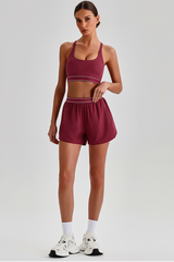 Women's Y-Back Sports Bra & Double-Layer Shorts 2-Piece Set