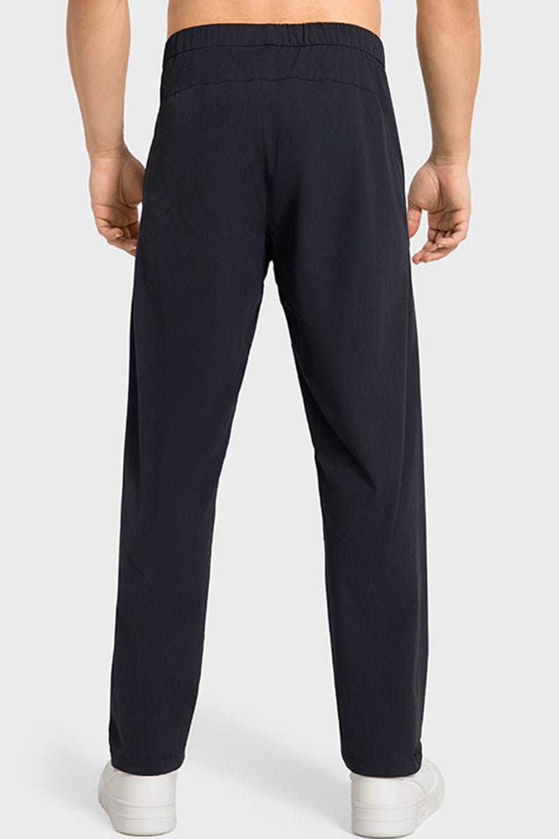 Men Loose Lightweight Quick-Dry Breathable High-Elastic Draped Straight-Leg Workout Sweatpants