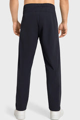 Men Loose Lightweight Quick-Dry Breathable High-Elastic Draped Straight-Leg Workout Sweatpants