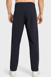 Men Loose Lightweight Quick-Dry Breathable High-Elastic Draped Straight-Leg Workout Sweatpants