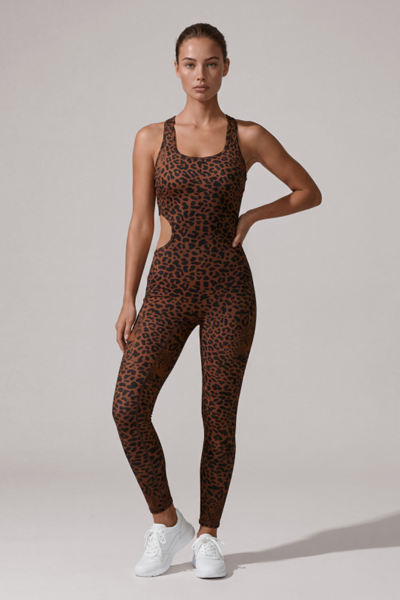 Women's Racerback Side Cutout 9/10 Length Sports Jumpsuit