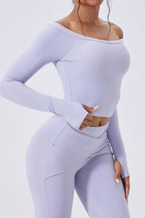 Women Off-Shoulder Sculpting Fitness Long Sleeves