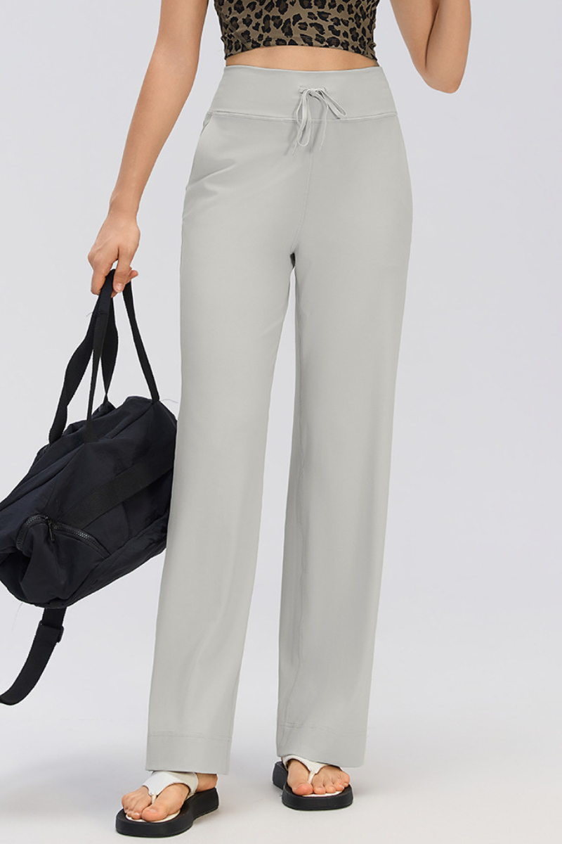 Women's Drapey Drawstring Waist Straight-Leg Casual Pants
