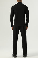 Men's Sportswear : Half-Zip Standing Collar Long Sleeve T-Shirt + Nylon Colorblocking Pants