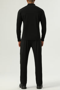 Men's Sportswear : Half-Zip Standing Collar Long Sleeve T-Shirt + Nylon Colorblocking Pants