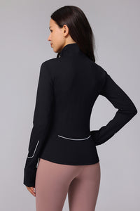 Women'S Slim Fit Sports Zipper Jacket With Thumb Hole