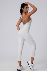 Women V-Back Sculpting Butt-Lifting Naked-Feel Yoga Running Fitness Bodysuit