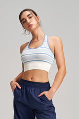 Women Halter Striped Quick-Dry Built-in Sports Bra