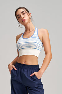 Women Halter Striped Quick-Dry Built-in Sports Bra