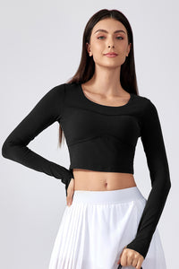 Women's Athletic Fixed Cup Longsleeve Crop Top