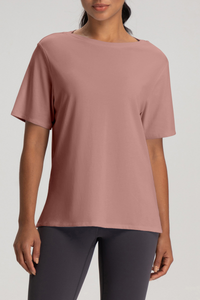 Women's Loose Quick-Dry Breathable Round-Neck Yoga T-Shirt