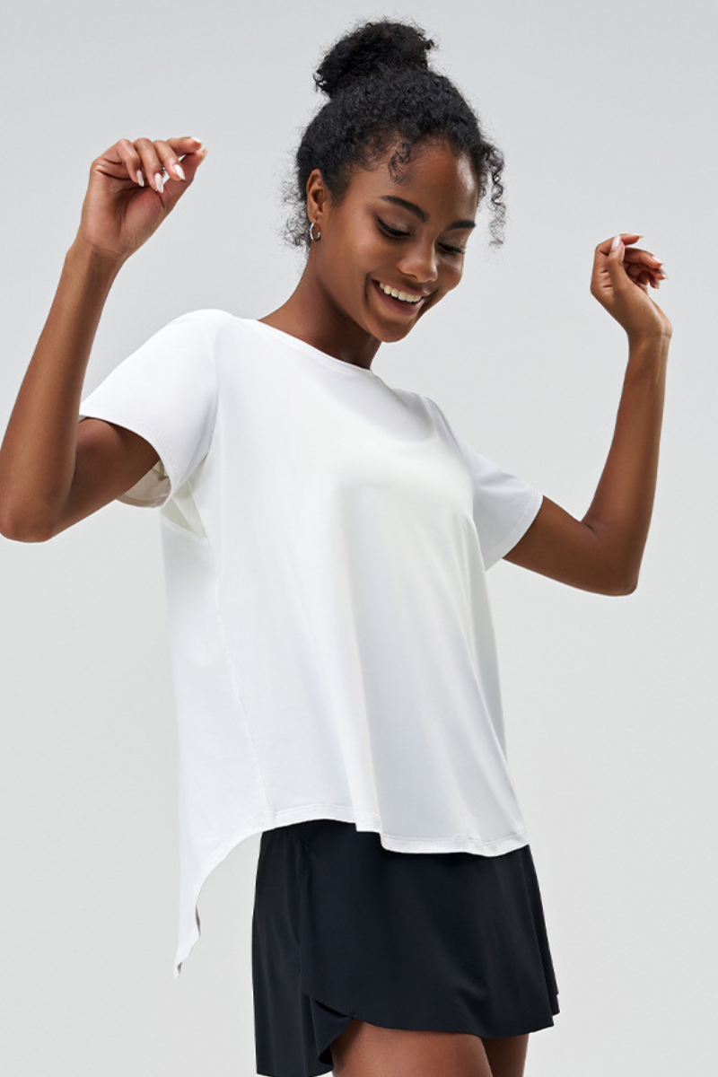 Women's Summer Back Slit Cooling Yoga Sports T-shirts