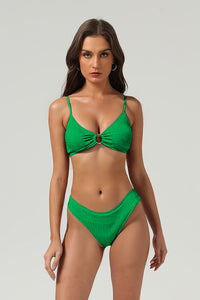 Women's Ribbed Triangle Cup Ring Detail Bikini