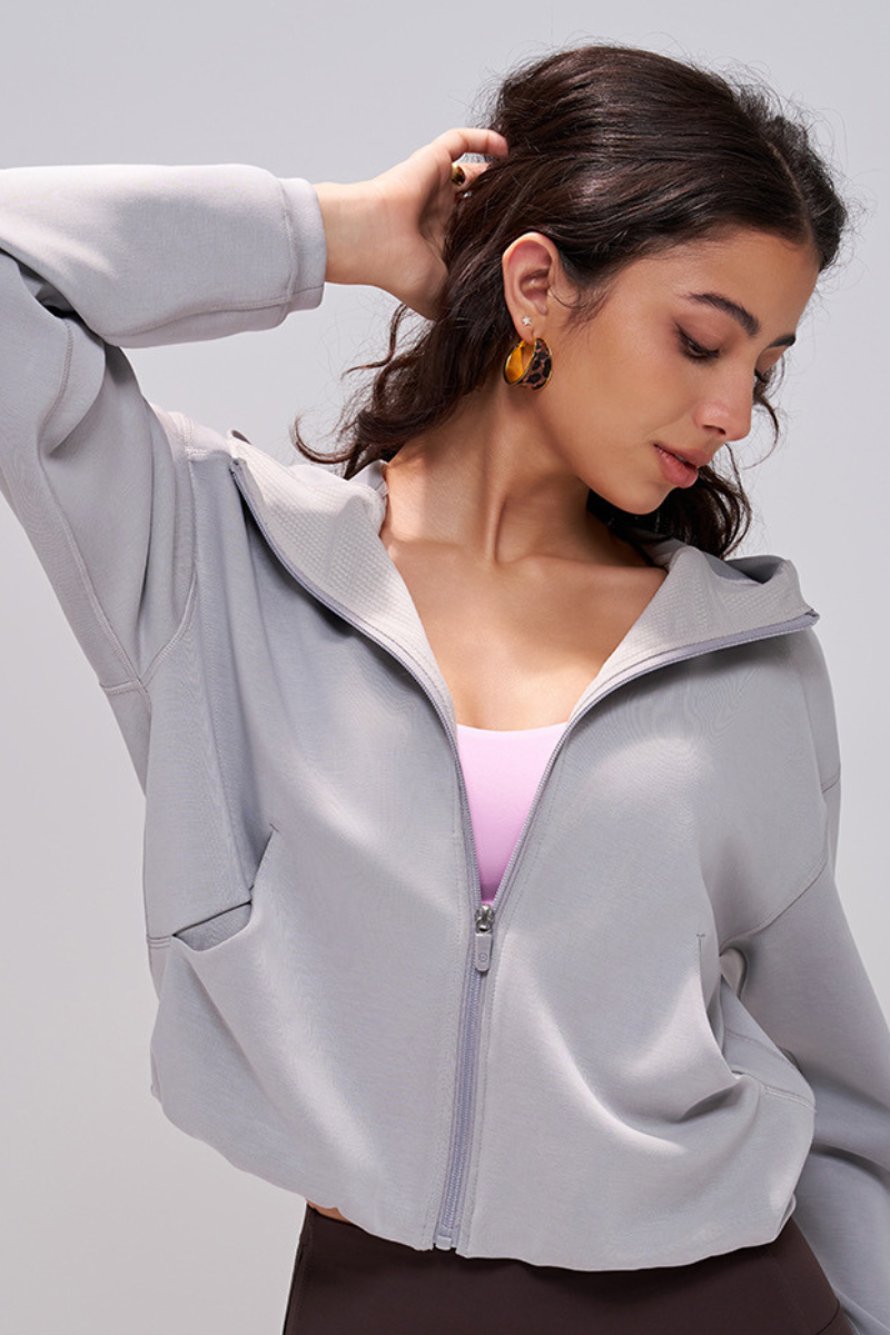 Women‘s Athletic Cropped Full Zipper Sports Jacket