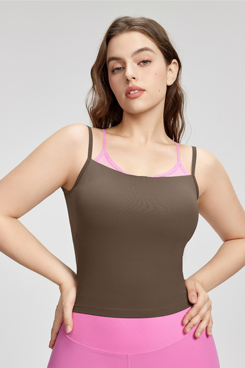 Plus Size Women's Faux Two-Piece Color-Block Sports Tank Top