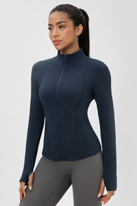 Women’s Stand-Collar Slim-Fit Fleece-Lined Athletic Jacket