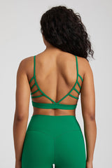 Solid Color Back Cut-Out Sports Bra