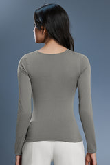 Women Square-Neck Built-in Bra Slim-Fit Workout Long Sleeves