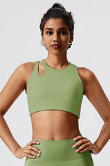 Women Eco-Friendly Recycled Fabric Outer Cross Back Hollow Sexy With Bra Pads Fitness Yoga Sports Bra