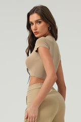 Women Slim Cropped Soft-Feel Yoga T-Shirt