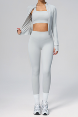 Women's 3-Piece Set :Jacket Sports Bra &Jacket & Leggings