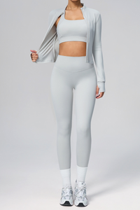 Women's 3-Piece Set :Jacket Sports Bra &Jacket & Leggings