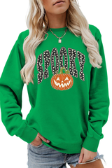 Women's Fall Pumpkin Polka Dot Halloween Multi‑Color Pullover
