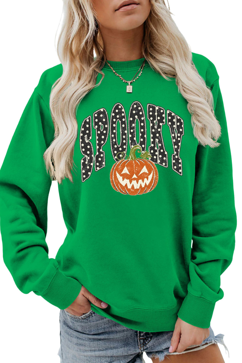 Women's Fall Pumpkin Polka Dot Halloween Multi‑Color Pullover