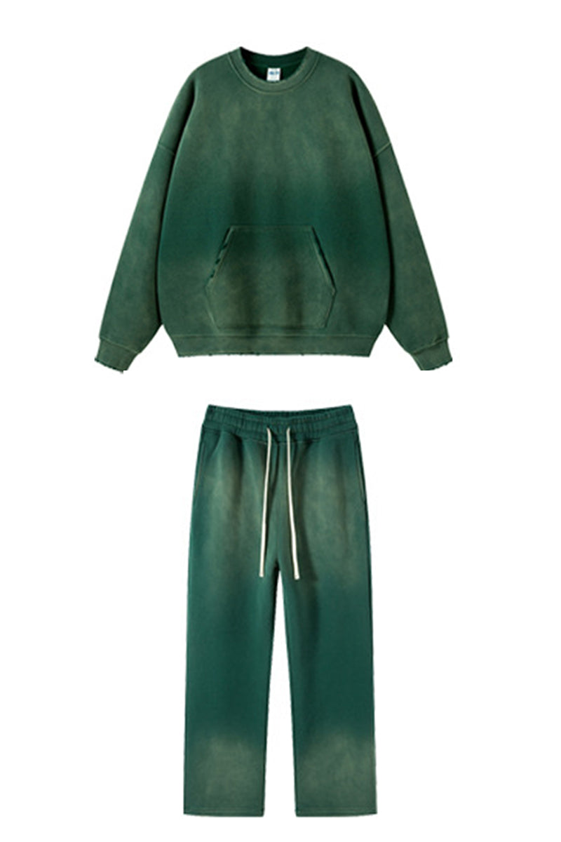 Unisex spray-dyed crew neck tracksuit