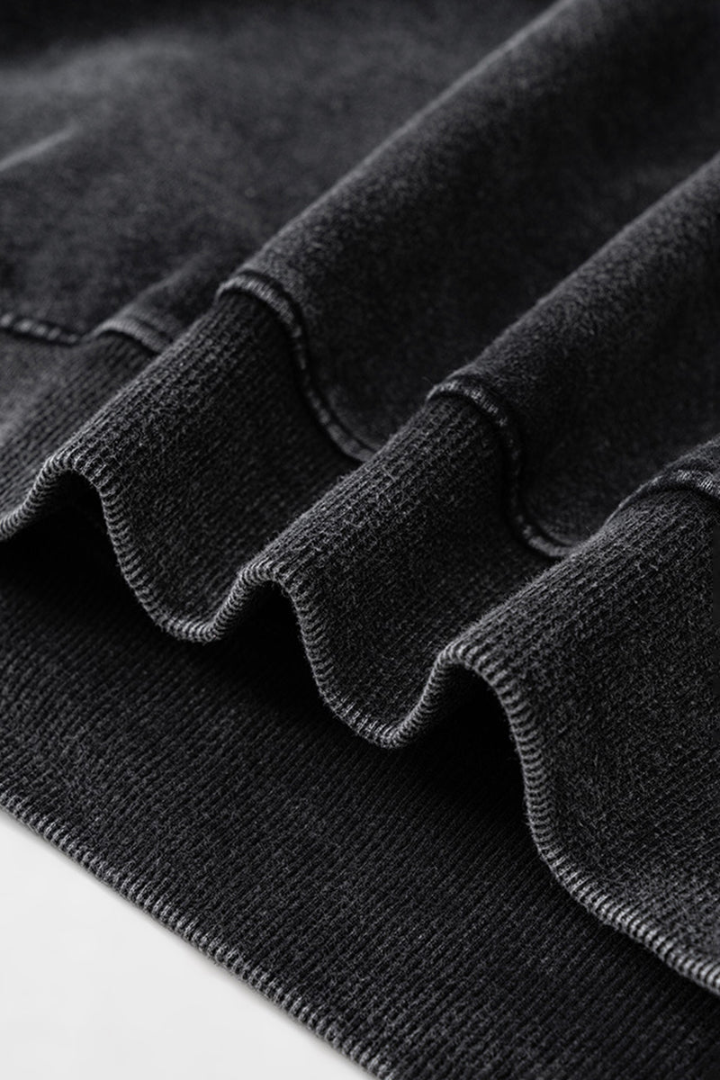 Washed loose hooded knitted plus-size sweatshirt