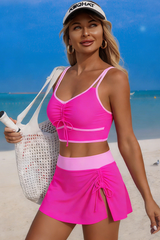 Women's Color-blocked drawstring Adjustable Bikini