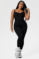 Plus Size Women's Low-Back Strap V-neck Sports Jumpsuit