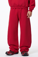 Unisex Fall Streetwear Curved Scimitar Wide‑Leg Sweatpants