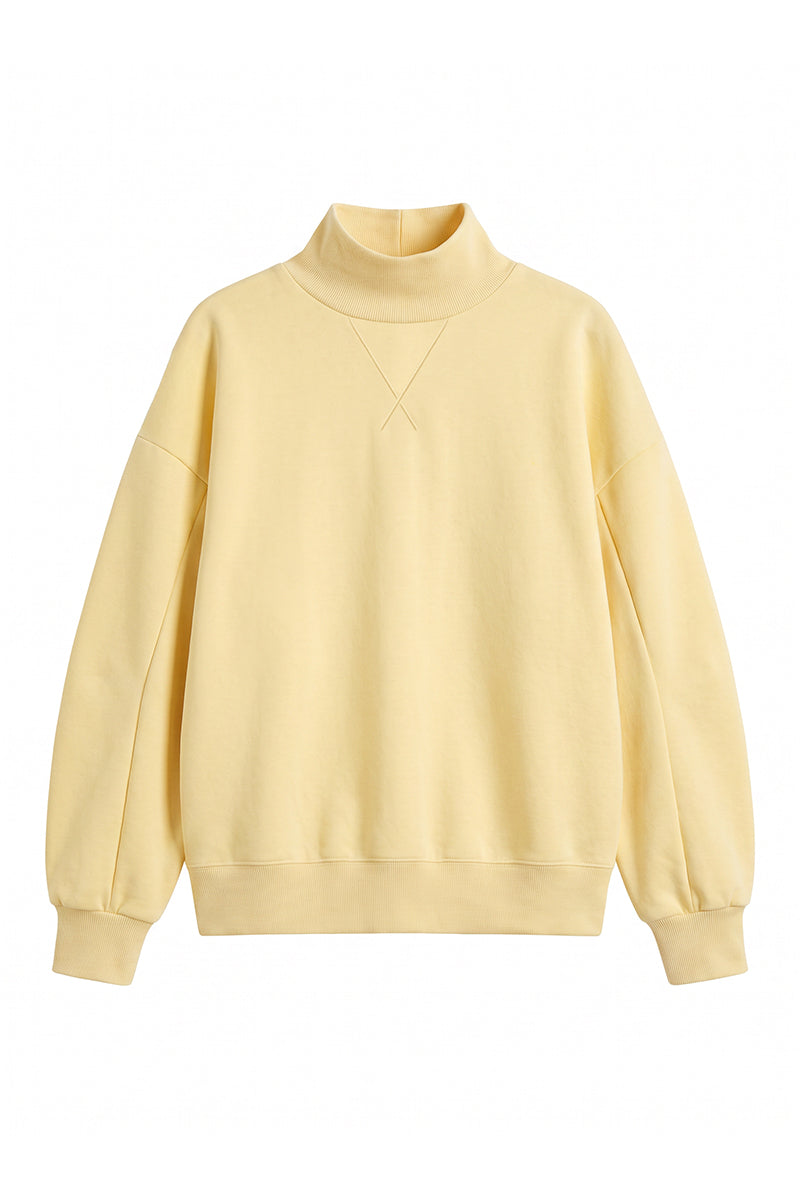 Women's Fall Solid Fleece Loose Mock Neck Sweatshirt