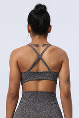 Women Leopard Print Twist Sport Bra