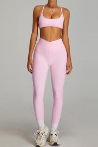 Women's Set: Cross-back  Bra And Criss-cross Waist Leggings