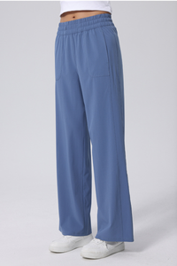 Women's Elastic Waist with Drawstring Wide Leg Sports Pants