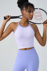Long-sleeve, color-contrast sports bra