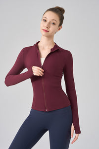 Women Stand Collar Slim-Fit Yoga Running Long Sleeves