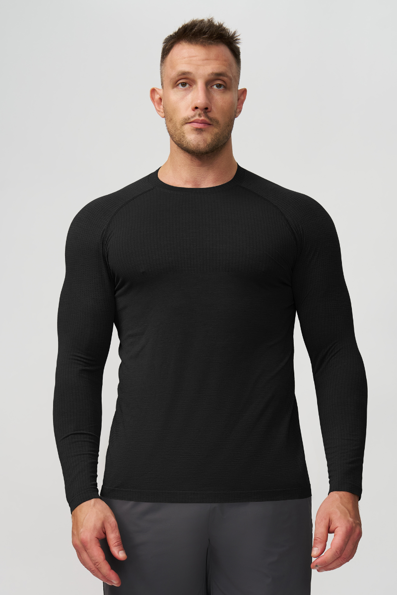 Men's Seamless Quick-Dry Athletic Long Sleeve T-shirt