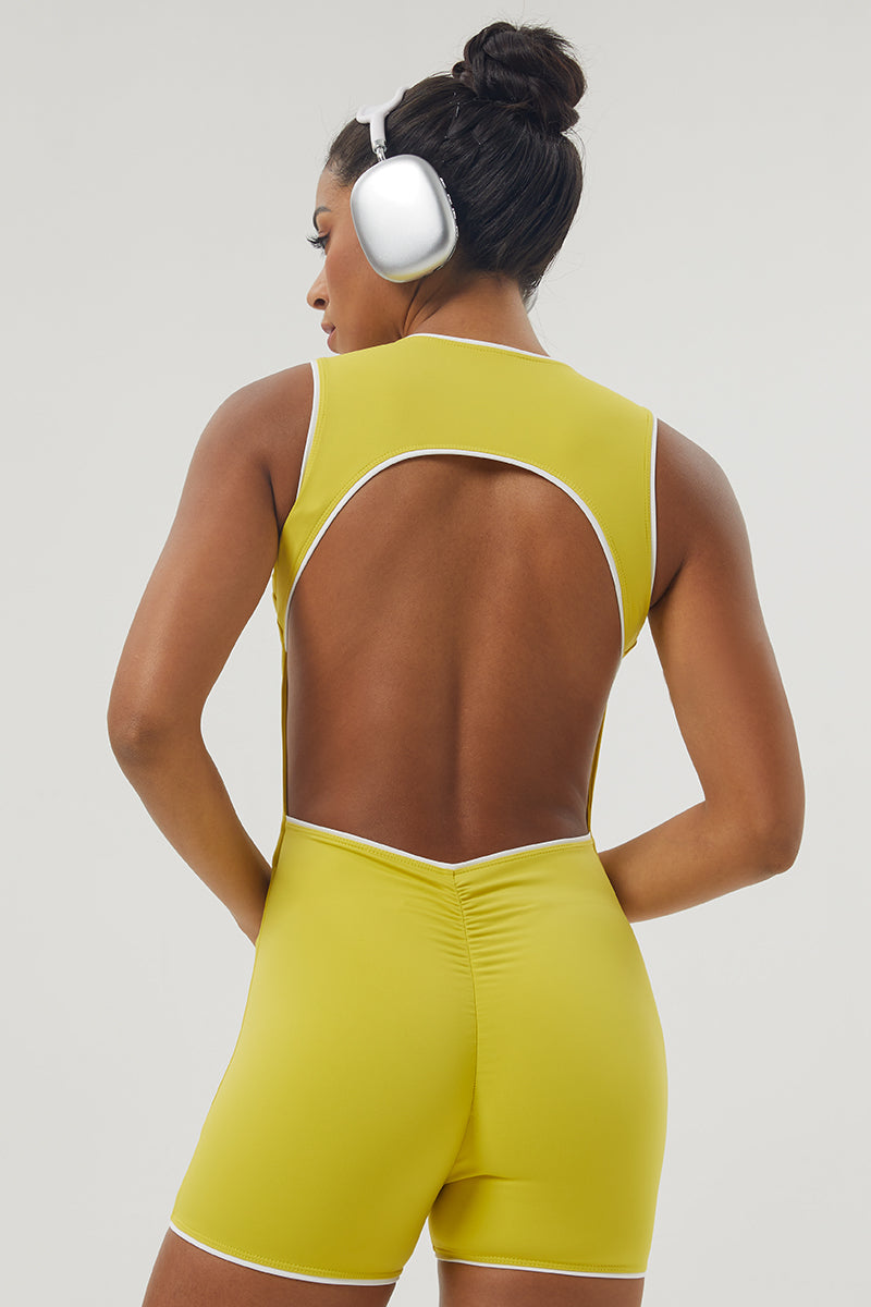 Women Color Contrast Backless Jumpsuit