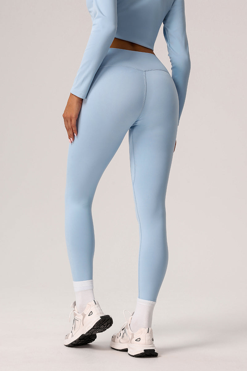 Women Solid Light Fleece Belly Controlling Sports Leggings