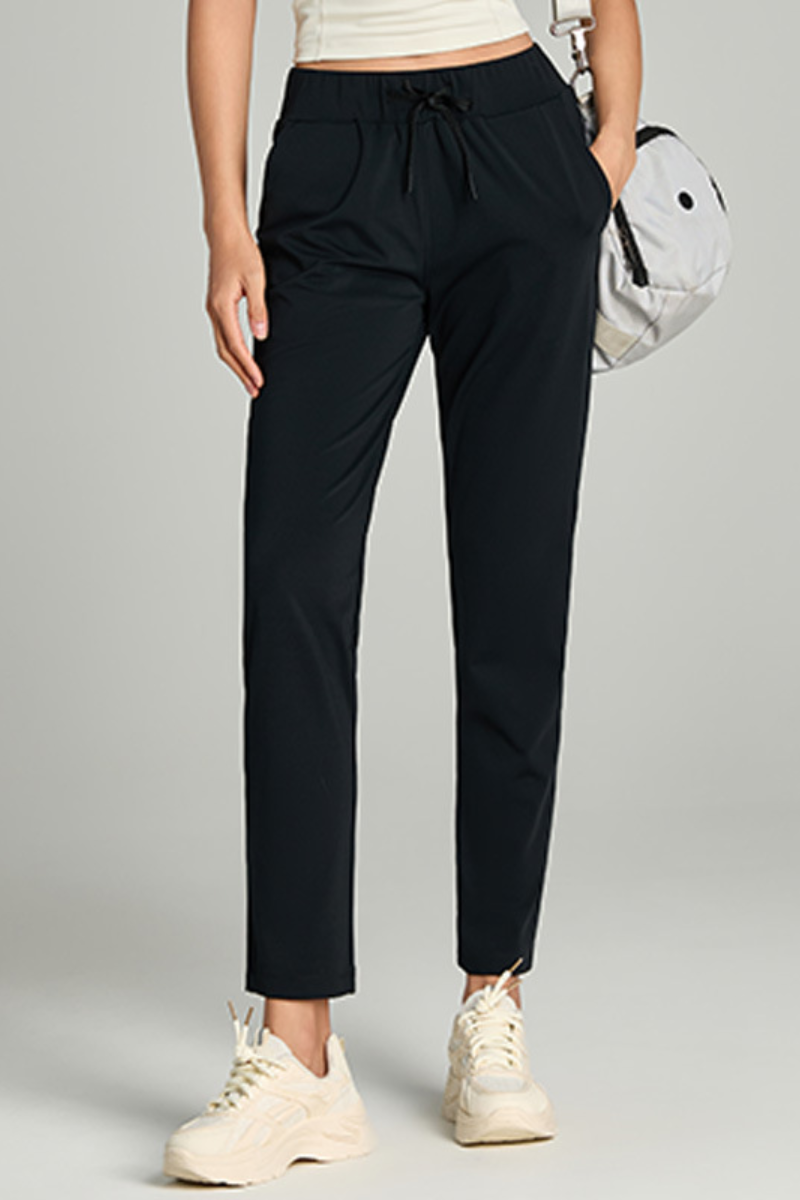 Women's Spring Solid Drawstring Sports Cropped Pants