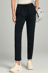Women's Spring Solid Drawstring Sports Cropped Pants