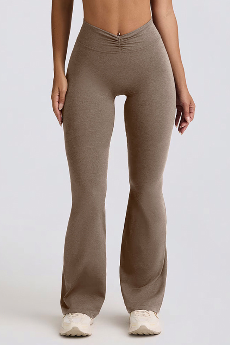 Women's Brushed Pleated Sports Yoga Flared Pants