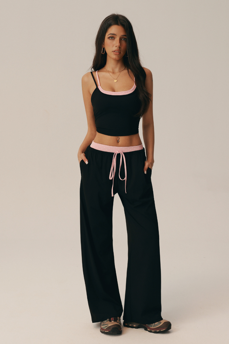 Women's Polka Dot Yoga Sets:Layered-Look Cami & Pants