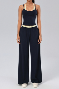 Women's Polka Dot Halter Tank Top And Wide Leg Pants Set